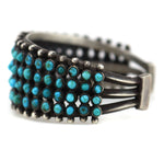 Zuni - Turquoise and Silver Snake Eye Bracelet c. 1930s, size 7.25