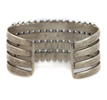 Navajo - Turquoise and Silver 4-Row Bracelet with Stamped Design c. 1930s, size 7