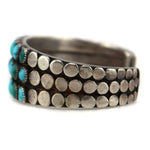 Attributed to C.G. Wallace - Zuni - Turquoise and Silver 3-Row Bracelet c. 1930s, size 6.5