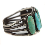 Navajo - Turquoise and Silver Row Bracelet c. 1920-30s, size 6.75