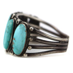 Navajo - Turquoise and Silver Row Bracelet c. 1920-30s, size 6.75