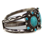 Navajo - Turquoise Cluster and Silver Bracelet c. 1930-40s, size 7