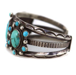 Navajo - Turquoise Cluster and Silver Bracelet c. 1930-40s, size 7