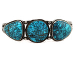 Attributed to Fred Peshlakai - Navajo - Lone Mountain Turquoise and Silver Row Bracelet c. 1940s, size 7