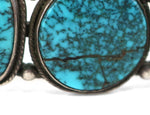 Attributed to Fred Peshlakai - Navajo - Lone Mountain Turquoise and Silver Row Bracelet c. 1940s, size 7