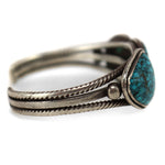 Attributed to Fred Peshlakai - Navajo - Lone Mountain Turquoise and Silver Row Bracelet c. 1940s, size 7