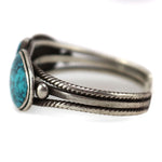 Attributed to Fred Peshlakai - Navajo - Lone Mountain Turquoise and Silver Row Bracelet c. 1940s, size 7