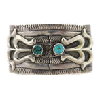 Pueblo - Turquoise and Silver Bracelet with Stamped Design c. 1930-40s, size 7