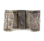 Pueblo - Turquoise and Silver Bracelet with Stamped Design c. 1930-40s, size 7