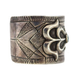 Pueblo - Turquoise and Silver Bracelet with Stamped Design c. 1930-40s, size 7