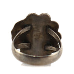 Navajo - Turquoise and Silver Ring with Leaf Design c. 1960s, size 7.75