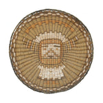 Hopi Polychrome Wicker Plaque with Kachina Pictorial c. 1940s, 12.5" diameter