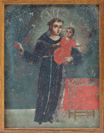 Spanish Colonial "Saint Anthony de Padua" Retablo in Wooden Frame