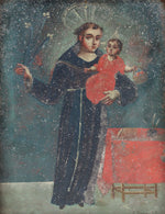 Spanish Colonial "Saint Anthony de Padua" Retablo in Wooden Frame
