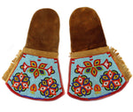 Pair of Northwest Coast Alaskan Beaded Leather Gauntlets with Floral Design c. 1920s, 16" x 11"