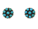 Zuni - Turquoise and Silver Post Earrings c. 1930-40s, 0.75" diameter