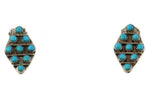 Zuni - Turquoise and Silver Snake Eye Clip-On Earrings c. 1930s, 0.75" x 0.5"