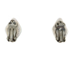 Zuni - Turquoise and Silver Snake Eye Clip-On Earrings c. 1930s, 0.75" x 0.5"