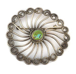 Navajo - Turquoise and Silver Pin c. 1940s, 2" diameter