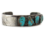 Navajo - Turquoise and Silver Asymmetrical Bracelet c. 1970s, size 6.25