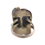 Navajo - Malachite, Moonstone, and Silver Ring with Feather Design c. 1960s, size 5.5