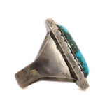 Navajo - Morenci Turquoise and Silver Ring c. 1960s, size 8.75