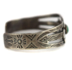 Navajo - Turquoise and Silver Bracelet with Stamped Design c. 1920s, size 6.25