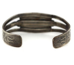 Navajo - Turquoise and Silver Bracelet with Stamped Design c. 1920s, size 6.25