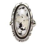 Patrick A. Smith - Navajo - White Buffalo and Sterling Silver Ring c. 1970-80s, size 7.75