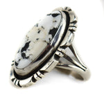 Patrick A. Smith - Navajo - White Buffalo and Sterling Silver Ring c. 1970-80s, size 7.75