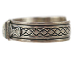 Albert Jake (b. 1959) - Navajo - White Buffalo and Sterling Silver Bracelet with Stamped Design c. 1980s, size 6.25
