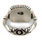 Raymond C. Yazzie (b. 1959) - Navajo - Contemporary Momo Coral, Emerald Valley Turquoise, 14K Gold, and Sterling Silver Ring, size 7.5