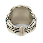 Raymond C. Yazzie (b. 1959) - "Star People" Contemporary Natural High-Grade Lone Mountain Turquoise, 14K Gold, and Sterling Silver Ring, size 8