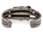 Navajo - Turquoise Cluster and Silver Bracelet with Stamped Design c. 1940-50s, size 6.5