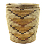 Tohono O'odham Polychrome Lidded Wastepaper Basket c. 1920-30s, 16" x 14.5"