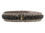 Mexican - Onyx and Sterling Silver Row Bracelet with Clasp c. 1950s, size 7.5
