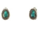 Navajo - Blue Gem Turquoise and Silver Clip-On Earrings c. 1950s, 0.75" x 0.5"