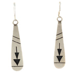 Elmer Satala, Jr. (b. 1968) - Hopi - Contemporary Sterling Silver Overlay French Hook Earrings, 2.5" x 0.5"
