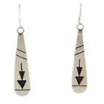 Elmer Satala, Jr. (b. 1968) - Hopi - Contemporary Sterling Silver Overlay French Hook Earrings, 2.5" x 0.5"
