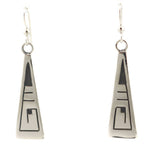 Elmer Satala, Jr. (b. 1968) - Hopi - Contemporary Sterling Silver Overlay French Hook Earrings, 2.125" x 0.5"