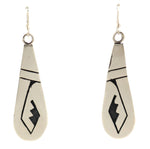 Elmer Satala, Jr. (b. 1968) - Hopi - Contemporary Sterling Silver Overlay French Hook Earrings, 2.375" x 0.625"