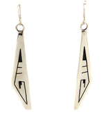 Elmer Satala, Jr. (b. 1968) - Hopi - Contemporary Sterling Silver Overlay French Hook Earrings, 2.75" x 0.5"
