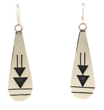 Elmer Satala, Jr. (b. 1968) - Hopi - Contemporary Sterling Silver Overlay French Hook Earrings, 2.5" x 0.625"
