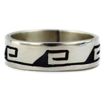 Elmer Satala, Jr. (b. 1968) - Hopi - Contemporary Sterling Silver Overlay Ring with Whirlwind Pictorial, size 7.75