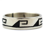 Elmer Satala, Jr. (b. 1968) - Hopi - Contemporary Sterling Silver Overlay Ring with Wave Pictorial, size 8.25