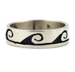 Elmer Satala, Jr. (b. 1968) - Hopi - Contemporary Sterling Silver Overlay Ring with Wave Pictorial, size 8.25