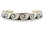 Elmer Satala, Jr. (b. 1968) - Hopi - Contemporary Sterling Silver Overlay Bracelet with Wave Design, size 6.75