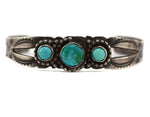 Navajo - Turquoise and Silver Bracelet with Stamped Design c. 1930-40s, size 5.75