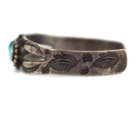 Navajo - Turquoise and Silver Bracelet with Stamped Design c. 1930-40s, size 5.75