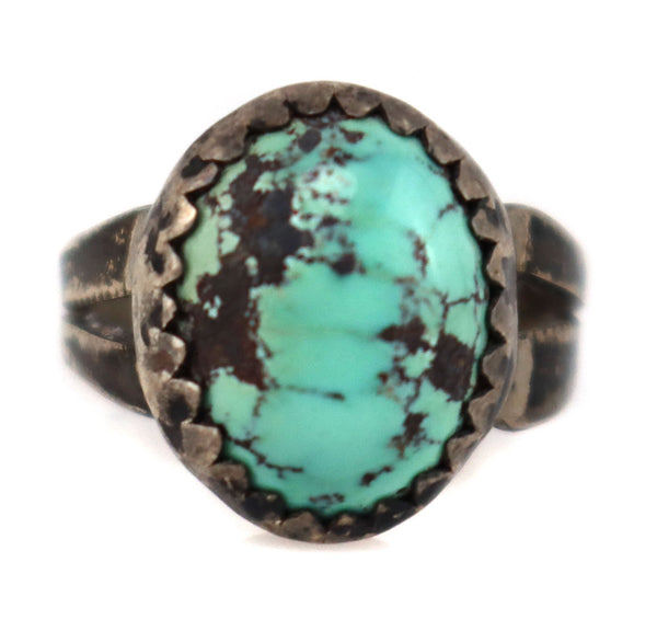 Navajo - Small Turquoise and Silver Ring c. 1930s, size 2
